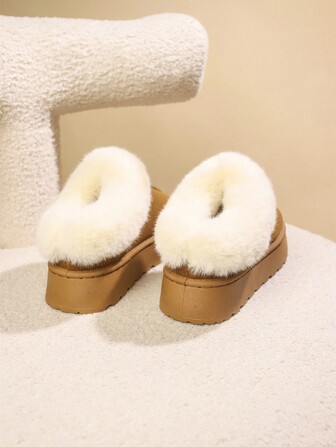 20252024 Höst Vinter Nya Mode Mångsidiga Snökängor, Plus Size, Fluffigt Foder, Varma, Platå, Inomhustofflor, Vadderade Vinterskor, Pälskängor