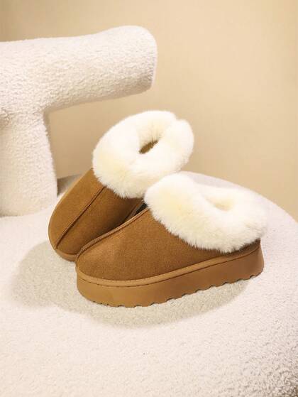 20252024 Autumn Winter New Fashion Versatile Snow Boots, Plus Size, Fluffy Lining, Warm, Platform, Indoor Slippers, Padded Winter Shoes
