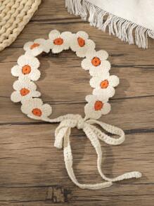 1pc Bohemian Flower Knitted Headband For Daily Decor & Wear,Bandana Hair Band Turban Headband Sweatband, Hairband Fall Winter Hair Accessories For Women For Vacation Outfits Woman - Multicolor - View 8