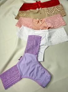 Kit 5 Lace Side Panties Lace Thong - 彩色 - 查看 6