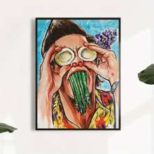 1 pieza Impresión artística en lienzo sin marco "¿Tengo algo en los dientes?" - Decoración de pared vintage/moderna sin marco para sala de estar, dormitorio, oficina en casa, arte de pared, regalo de póster para cumpleaños y graduación - Multicolor - Ver 5