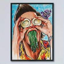 1 pieza Impresión artística en lienzo sin marco "¿Tengo algo en los dientes?" - Decoración de pared vintage/moderna sin marco para sala de estar, dormitorio, oficina en casa, arte de pared, regalo de póster para cumpleaños y graduación - Multicolor - Ver 3