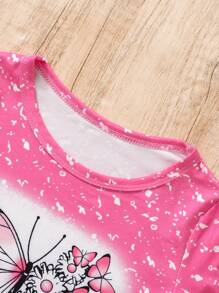 Set di top a maniche lunghe con stampa farfalla e pantaloni a zampa di leopardo per ragazze giovani, morbido e confortevole tessuto, adatto per primavera e autunno