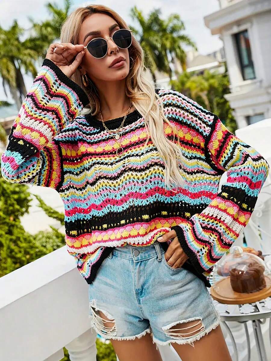 Women's Casual Knit Pullover - Multicolor - View 1
