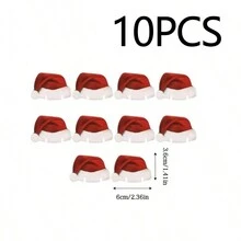 10 件圣诞帽设计装饰卡，适用于圣诞派对酒杯、香槟杯装饰 - 彩色 - 查看 2