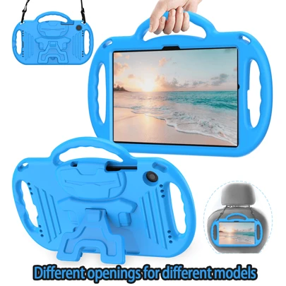 iPad EVA 保护套带肩带、防震手柄支架和卡通图案，兼容 iPad 5/6/7/8/9/Air4 代 [9.7 英寸/10.2 英寸/10.9 英寸] 和 iPad Mini 6 代 8.3 英寸和 Mini 1/2/3/4/5 代 7.9 英寸和三星平板电脑 Galaxy A9/A7 LITE/A9+ 2023/2021 和 Fire HD 8 10/12 Gen 8"2020&2022 和 Fire HD 10 2023/2021 13/11 代/Fire 7 2022