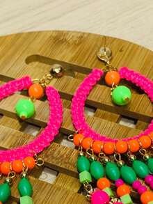 BEAD EARRINGS - HỒNG/CAM - Xem 2