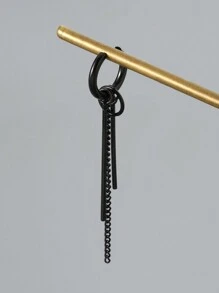 1pc Men's Stainless Steel Tassel Dangle Earring - Black - View 2