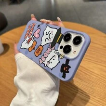 Halloween 1pc 2-In-1 Funny Ghost Satin Textured 3D Creative Pattern Phone Case Compatible With Iphone