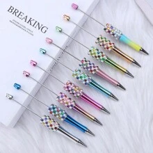 10pcs Set Colorful Pearl Beads Ballpoint Pen Silicone Bead DIY Craft Jewelry Making Supplies - Multicolor - View 14