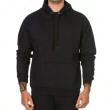MEN'S Criss-Cross Print Hoodie And Pants Set - 黑色 - 查看 2