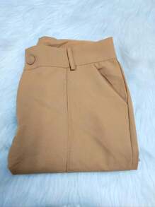 Women Pants - 卡其色 - 查看 1