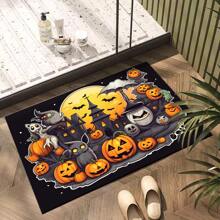 1 tấm thảm bếp in hình bí ngô Halloween, thảm chùi chân chống trượt, phòng ngủ, phòng khách, thảm sàn phòng tắm, trang trí nhà cửa - Nhiều màu - Xem 8