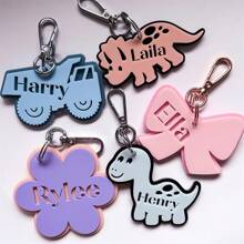 Customized Keychain, Personalized Name Fashionable Girl Plant & Flower Element Design, Souvenir Birthday Gift, Surprise Gift, Graduation Season Essential, Travel Essential - Silver - View 2