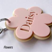 Customized Keychain, Personalized Name Fashionable Girl Plant & Flower Element Design, Souvenir Birthday Gift, Surprise Gift, Graduation Season Essential, Travel Essential - Silver - View 3