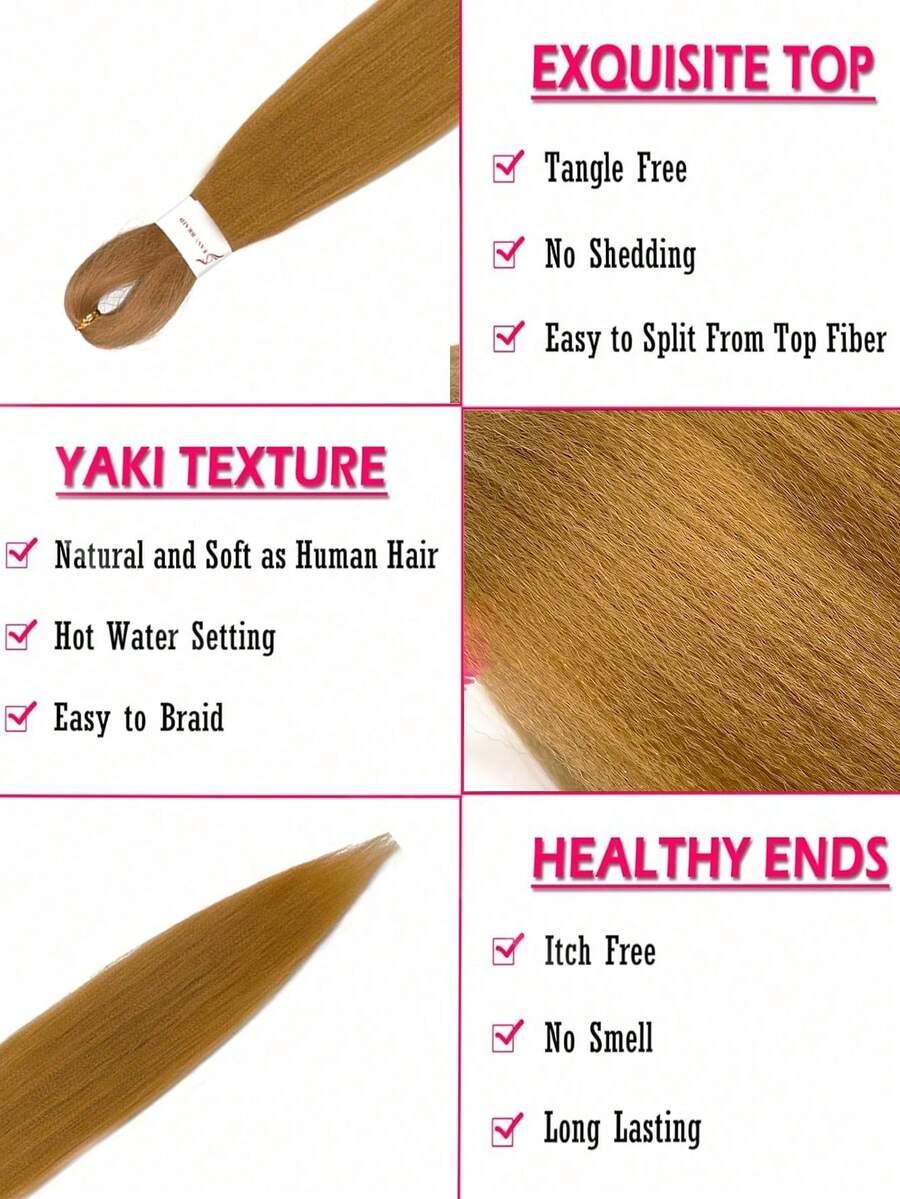 PreStretched Braided Hair Brown Synthetic Crochet Braids Hot Water