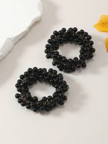 2pcs Faux Pearl Decor Hair Tie Elegant Ponytail Holder Hair Elastic Hair Rope - Multicolor - View 10