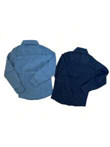 Children's Jeans Shirt, Youth Elastane, Ready For Delivery, 4, 6, 8, 10, 12, 14 And 16 Years Old - 藍色 - 查看 2