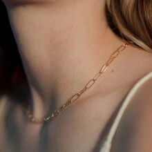 1pc Fashion Retro Paper Clip Necklace For Women's Daily Wear - Gold - View 2