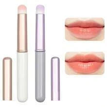 唇刷，唇刷，遮瑕刷，专业唇刷，唇膏唇彩膏，卫生便携盖，女孩礼物（白色，紫色） - 彩色 - 查看 1