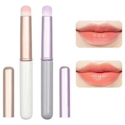 唇刷，唇刷，遮瑕刷，专业唇刷，唇膏唇彩膏，卫生便携盖，女孩礼物（白色，紫色）
