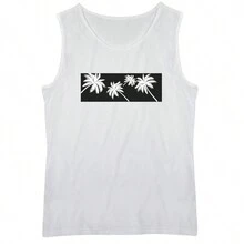 Men's Set: Cotton Tank Top, Tactel Shorts And Curved Brim Coconut Tree Cap - màu đen - Xem 2