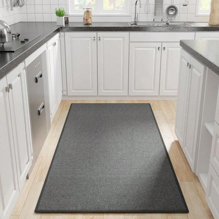 Kitchen Rug, Rubber Non Slip Kitchen Rugs Washable, Absorbent Runner Mat For Floor, Machine Washable Standing Mats For In Front Of Sink, Door, Laundry, Entryway, Hallway (Black, 71" * 35.5") - màu đen - Xem 1
