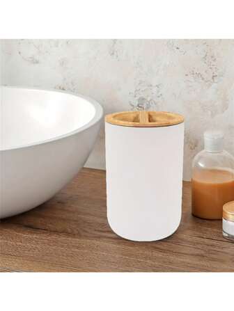 1pc Simple Design Toothbrush Holder, Countertop Bathroom Accessory, Multi-Function Toothbrush & Toothpaste Organizer' Home Bathroom Decor Fall Decor Back To School