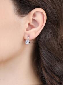 1 Pair Stylish Square Zirconia Copper Earrings For Women, Magnetic Clip On No Piercing Shiny Elegant Earrings For Daily Wear &Gifts - Square Ear Clip - View 3
