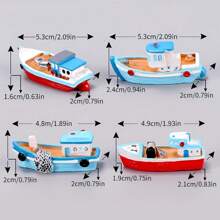 New Mini Realistic Floating Boat Oar Small Fishing Boat, Swimming Ring Fishing Boat Figurine Model, Miniature Aquarium Decoration Accessory, Gardening Scene Decoration, Fish Tank Landscape Fishing Boat Yacht Wheel Model, Resin DIY Ornament - Multicolor - View 9