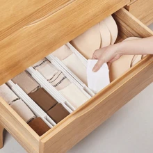 1pc Hộp đựng đồ có thể điều chỉnh, Hộp lưu trữ trượt, Khay đựng đồ dùng nhà bếp có thể mở rộng với ngăn chia, Ngăn kéo đa năng đựng mỹ phẩm, phòng tắm, tủ quần áo và văn phòng - Xám - Xem 6