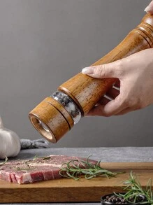 1 件/2 件/3 件手动胡椒研磨器研磨盐胡椒调味瓶陶瓷芯多用途香料瓶厨房工具 - 棕色 - 查看 5
