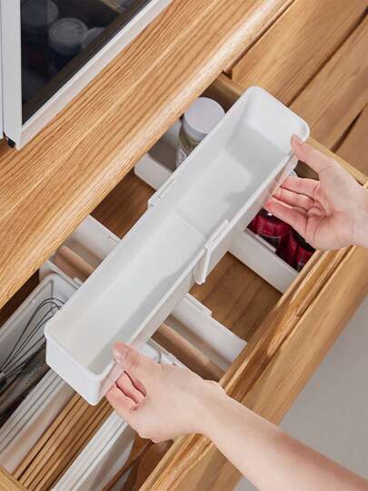 1pc Retractable Cutlery Storage Box For Organizing Kitchenware, Dishware And Flatware In Cabinet Or Drawer,Kitchen Storage,Kitchen Organizer,Kitchen Organiser,Storage Items,Kitchen,Storage,Organizer,Organiser,Organization,Organizers,Drawer Organizer,Travel,Kitchen Items,Kitchen Utensils,Kitchen Tools,Kitchen Things.