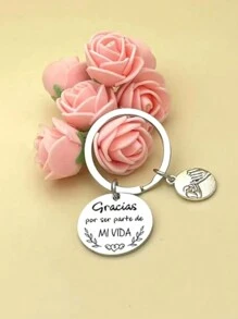 非节日不锈钢休闲可爱优雅字母钥匙扣，最佳朋友礼物，家庭友谊礼物情人节情人节汽车配件包饰背包适合学校哥特 Y2k - 銀色 - 查看 6