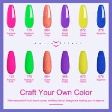Lavender Violets® 6 couleurs système de poudre de trempage néon couleur chaude français Nail Art manucure poudre de trempage poudre à ongles 2 en 1 base et couche de finition activateur lime à ongles M205