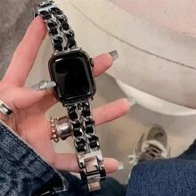 New PU Leather Splice Watch Band Compatible With 38mm 40mm 41mm 42mm 44mm 45mm 49mm Watches, Fashionable Handmade Strap Suitable For Watch Series SE9 8 7 6 5 4 3 2 1 Replacement Wristband