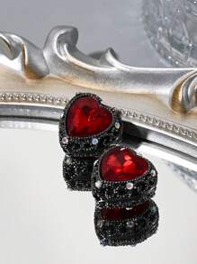 1/5pcs Multicolor Metal Rhinestone Gem Heart Shaped Hollow DIY Beads, Suitable For Family, Couple, Friend Handmade Jewelry, Pendant, Necklace, Earrings, Keychain, Phone Charm, Decorative Gift Valentines
