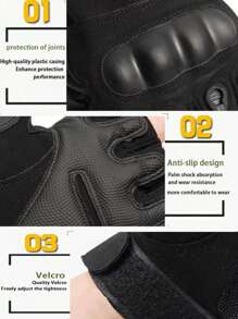 1 paire Gants tactiques à demi-doigts pour hommes pour activités de plein air, cyclisme, anti-dérapants et résistants à l'usure, pour randonnée en montagne, fitness et entraînement au combat