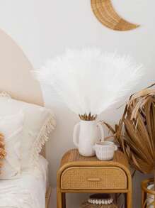 20pcs/10pcs Artificial White Reed Grass Boho Decor Faux Pampas Grass Large Tall Fluffy Artificial Fake Flower Bulrush Reed Grass For Vase Filler, Farmhouse Home Kitchen Bohemian Decoration, Room, Wedding Party Decor