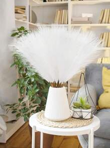 20pcs/10pcs Artificial White Reed Grass Boho Decor Faux Pampas Grass Large Tall Fluffy Artificial Fake Flower Bulrush Reed Grass For Vase Filler, Farmhouse Home Kitchen Bohemian Decoration, Room, Wedding Party Decor