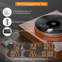 Neoteck Upgraded Digital Turntable Stylus Force Scale Gauge 0.01g/5.00g With Orange LCD Backlight And 5g Weight For Tonearm Phono Cartridge