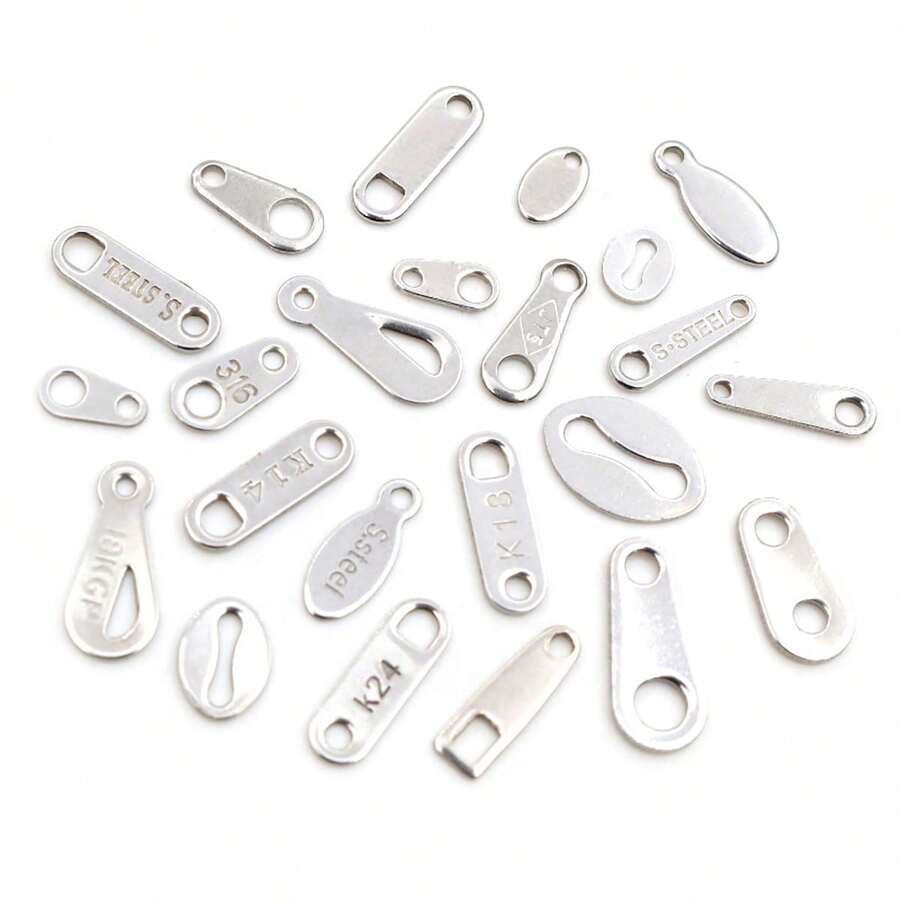50pcs Stainless Steel Small Charms Pendants For Extension Tail Chains Pendant DIY Jewelry Making Findings Accessories Necklace Bracelet - Steel - View 1