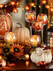 1 套人造藤装饰，LED 枫叶灯串，派对家居装饰，假枫叶灯，婚礼生日派对道具，无需电池 - 亮橙色 - 查看 7