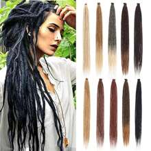 Dreads Hair Extensions Crochet Braiding Hair Long Synthetic Dreadlock Extensions Handmade 10 Strands Crochet Hair Long Crochet Braids Hip-Hop Style Soft Dreads Hair Extensions - Multicolor - View 1