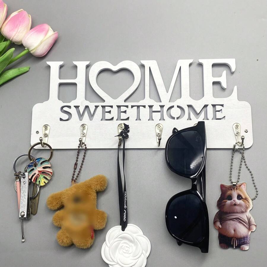 1pc Wall Mounted Cozy Home Decor Key Holder Hook For Front Door - White - View 1