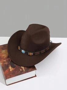 1pc Unisex Retro Bohemian Solid Color Polyester Felt Hat, Casual Vintage Beret Cap Suitable For Autumn/Winter