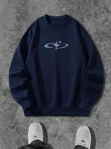 Men Graphic Print Drop Shoulder Sweatshirt, Fall