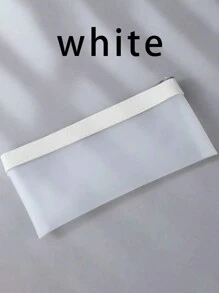 1pc Cute Matte Semi-Transparent Pencil Case, Students Zipper Pencil Pouch, Stationery Bag, Back To School Essential Back To School,Pencil Pouch,School Bag