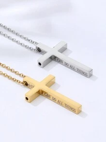 1 chiếc vòng cổ thánh giá mới có lỗ bên hông để thở, thiền và giảm căng thẳng bằng thép không gỉ, trang sức bằng thép không gỉ mạ vàng 18k, hộp quà tặng cao cấp tinh tế, dành cho bạn bè, gia đình, người thân yêu, cặp đôi, quà tặng ngày lễ - Bạc - Xem 3