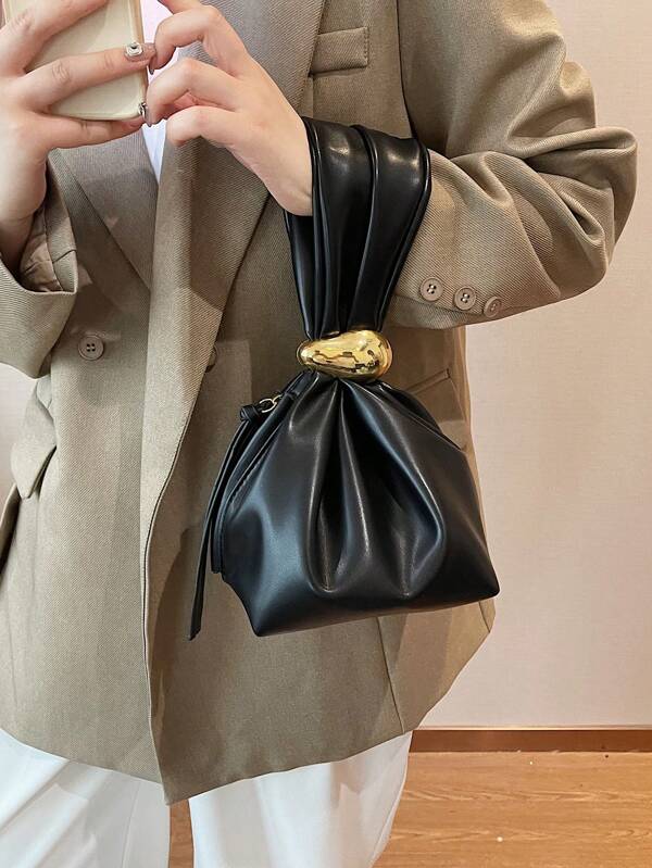 PU Material Handbag Bucket Bag For Evening, Perfectly Matching With Prom Accessories